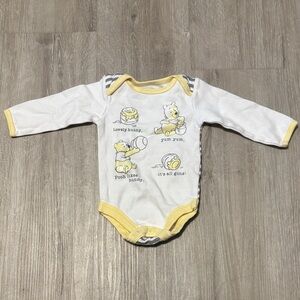 Winnie the Pooh White and Yellow Baby Onesie